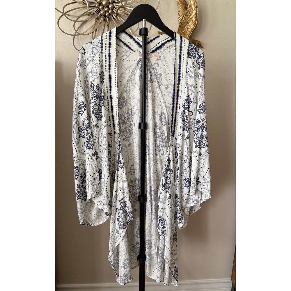 Willow & Root Kimono Cardigan Small Boho Paisley Open Front Lightweight